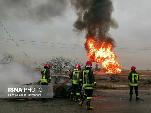 مهار آتش سوزی در خط ‌لوله تزریق گاز شرکت نفت مارون